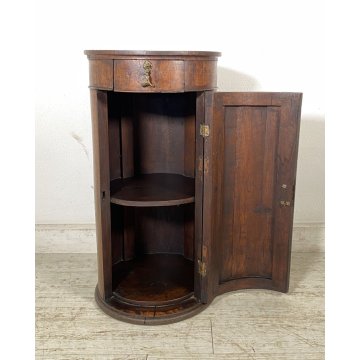 ANTICO COMODINO A COLONNA LEGNO DI NOCE CILINDRO CAMERA LETTO CREDENZA 1800 OLD