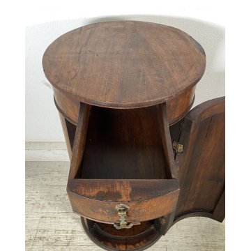 ANTICO COMODINO A COLONNA LEGNO DI NOCE CILINDRO CAMERA LETTO CREDENZA 1800 OLD