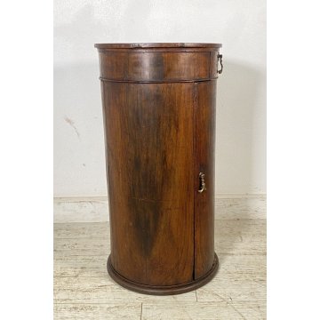 ANTICO COMODINO A COLONNA LEGNO DI NOCE CILINDRO CAMERA LETTO CREDENZA 1800 OLD