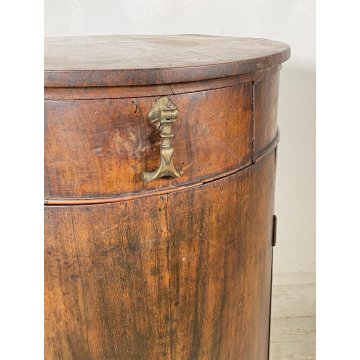 ANTICO COMODINO A COLONNA LEGNO DI NOCE CILINDRO CAMERA LETTO CREDENZA 1800 OLD