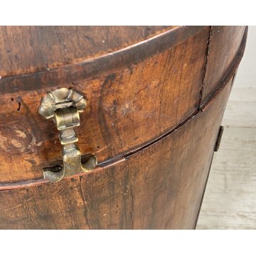 ANTICO COMODINO A COLONNA LEGNO DI NOCE CILINDRO CAMERA LETTO CREDENZA 1800 OLD