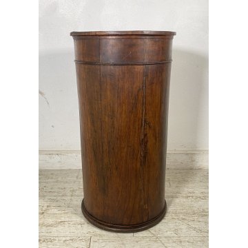 ANTICO COMODINO A COLONNA LEGNO DI NOCE CILINDRO CAMERA LETTO CREDENZA 1800 OLD