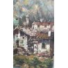 QUADRO DIPINTO OLIO TELA Goffredo Guidi paesaggio MONTANO LAVANDAIA BAITA Ossola
