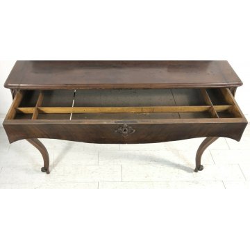 ANTICA CONSOLE SCRIVANIA SCRITTOIO NOCE MASSELLO 5 CASSETTI EPOCA 800 OLD 