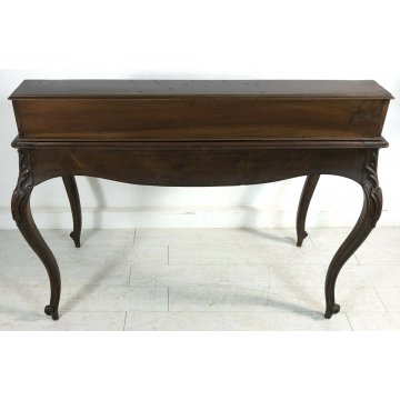 ANTICA CONSOLE SCRIVANIA SCRITTOIO NOCE MASSELLO 5 CASSETTI EPOCA 800 OLD 