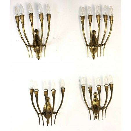APPLIQUE OTTONE DORATO GIO PONTI DESIGN ANNI 50 LAMPADE PARETE MADE IN ITALY OLD