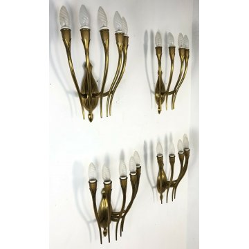 APPLIQUE OTTONE DORATO GIO PONTI DESIGN ANNI 50 LAMPADE PARETE MADE IN ITALY OLD