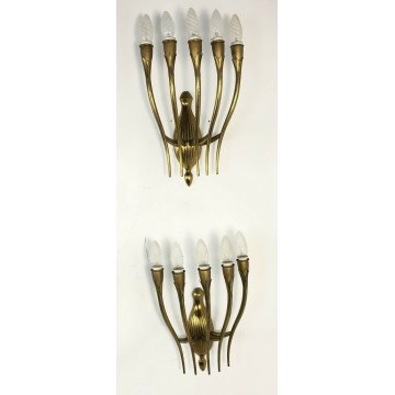APPLIQUE OTTONE DORATO GIO PONTI DESIGN ANNI 50 LAMPADE PARETE MADE IN ITALY OLD