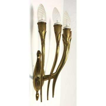APPLIQUE OTTONE DORATO GIO PONTI DESIGN ANNI 50 LAMPADE PARETE MADE IN ITALY OLD