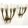 APPLIQUE OTTONE DORATO GIO PONTI DESIGN ANNI 50 LAMPADE PARETE MADE IN ITALY OLD