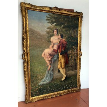 ANTICO GRANDE QUADRO DIPINTO OLIO TELA Elena Gerlach ROMANTICA ARCHITETTURA 800