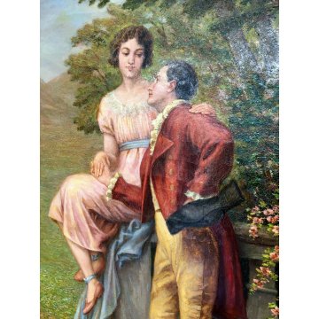 ANTICO GRANDE QUADRO DIPINTO OLIO TELA Elena Gerlach ROMANTICA ARCHITETTURA 800