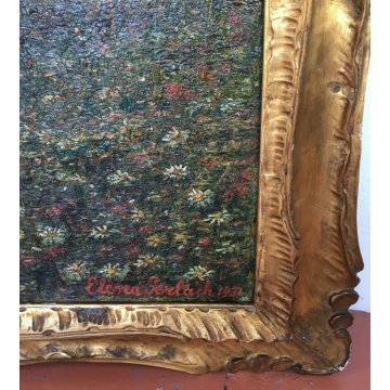 ANTICO GRANDE QUADRO DIPINTO OLIO TELA Elena Gerlach ROMANTICA ARCHITETTURA 800