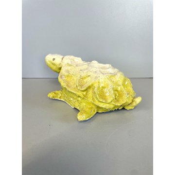 SCULTURA ZOOMORFA CERAMICA Carla Tolomeo TARTARUGA ZOO FANTASTICO SMALTO GIALLO