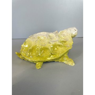 SCULTURA ZOOMORFA CERAMICA Carla Tolomeo TARTARUGA ZOO FANTASTICO SMALTO GIALLO