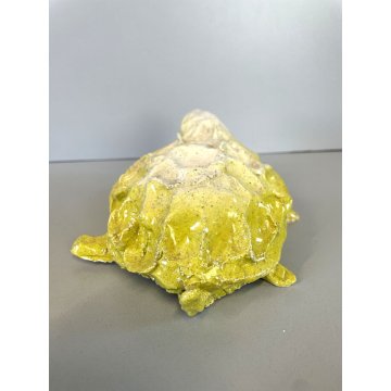 SCULTURA ZOOMORFA CERAMICA Carla Tolomeo TARTARUGA ZOO FANTASTICO SMALTO GIALLO