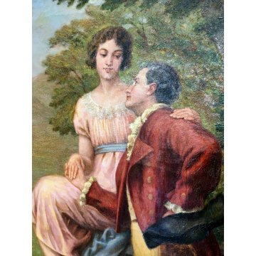 ANTICO GRANDE QUADRO DIPINTO OLIO TELA Elena Gerlach ROMANTICA ARCHITETTURA 800