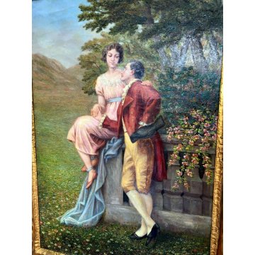 ANTICO GRANDE QUADRO DIPINTO OLIO TELA Elena Gerlach ROMANTICA ARCHITETTURA 800