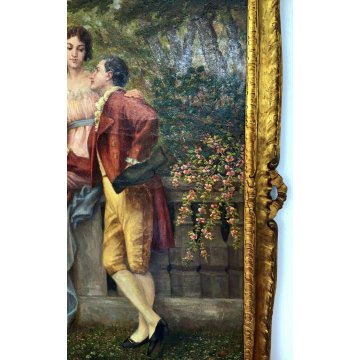 ANTICO GRANDE QUADRO DIPINTO OLIO TELA Elena Gerlach ROMANTICA ARCHITETTURA 800
