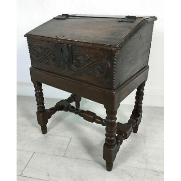 ANTICO STIPO BAULE BAULETTO PICCOLA MADIA LEGNO ROVERE EPOCA 1800 VALLIGIANO