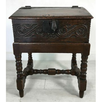 ANTICO STIPO BAULE BAULETTO PICCOLA MADIA LEGNO ROVERE EPOCA 1800 VALLIGIANO