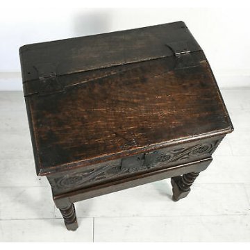 ANTICO STIPO BAULE BAULETTO PICCOLA MADIA LEGNO ROVERE EPOCA 1800 VALLIGIANO