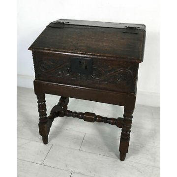 ANTICO STIPO BAULE BAULETTO PICCOLA MADIA LEGNO ROVERE EPOCA 1800 VALLIGIANO