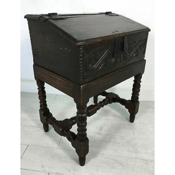 ANTICO STIPO BAULE BAULETTO PICCOLA MADIA LEGNO ROVERE EPOCA 1800 VALLIGIANO