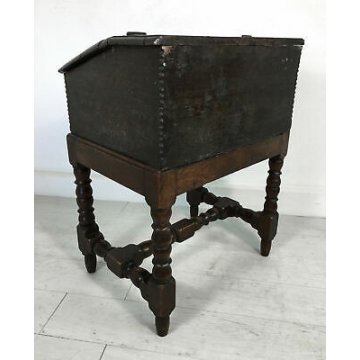 ANTICO STIPO BAULE BAULETTO PICCOLA MADIA LEGNO ROVERE EPOCA 1800 VALLIGIANO