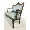ANTICO DIVANO DIVANETTO STILE LUIGI FILIPPO LEGNO NOCE EPOCA 1900 AZZURRO SOFA'