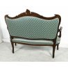 ANTICO DIVANO DIVANETTO STILE LUIGI FILIPPO LEGNO NOCE EPOCA 1900 AZZURRO SOFA'