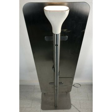 SPECCHIO BARBIERE PARRUCCHIERE DESING VINTAGE LAMPADA DA TERRA CONSOLE ACCIAIO 