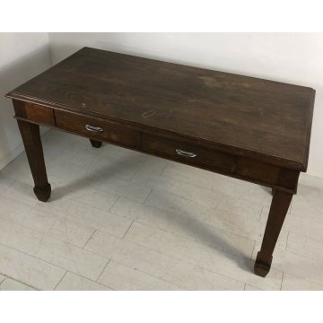 ANTICO TAVOLO 2 CASSETTI 900 ABETE MASSELLO GAMBA QUADRATA PRANZO RIUNIONI OLD