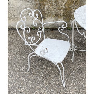 SET SEDIA DA ESTERNO GIARDINO FERRO BIANCO DESIGN ANNI 70 VINTAGE FIORE CHAIR