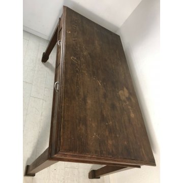 ANTICO TAVOLO 2 CASSETTI 900 ABETE MASSELLO GAMBA QUADRATA PRANZO RIUNIONI OLD