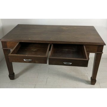 ANTICO TAVOLO 2 CASSETTI 900 ABETE MASSELLO GAMBA QUADRATA PRANZO RIUNIONI OLD