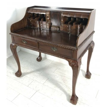 ANTICA SCRIVANIA LUIGI FILIPPO CONSOLLE NOCE MASSELLO CASSETTI SEGRETI EPOCA 900