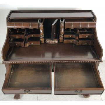 ANTICA SCRIVANIA LUIGI FILIPPO CONSOLLE NOCE MASSELLO CASSETTI SEGRETI EPOCA 900