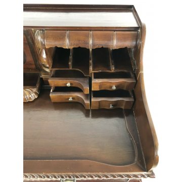 ANTICA SCRIVANIA LUIGI FILIPPO CONSOLLE NOCE MASSELLO CASSETTI SEGRETI EPOCA 900