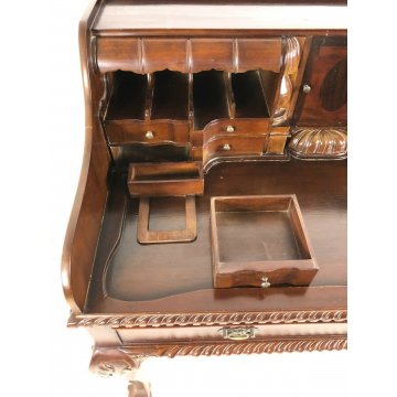 ANTICA SCRIVANIA LUIGI FILIPPO CONSOLLE NOCE MASSELLO CASSETTI SEGRETI EPOCA 900