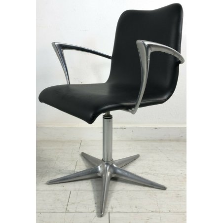 SEDIA POLTRONA BARBIERE PARRUCCHIERE DESIGN MG BROSS ACCIAIO FINTA PELLE VINTAGE