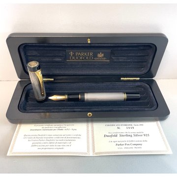 PENNA STILOGRAFICA PARKER DUOFOLD GODRON ARGENTO 925 SILVER BOX SERIE 1991