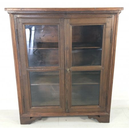 ANTICA PICCOLA CREDENZA VETRINA DUE ANTE LIBRERIA LEGNO MASSELLO OLD VETRO 800 