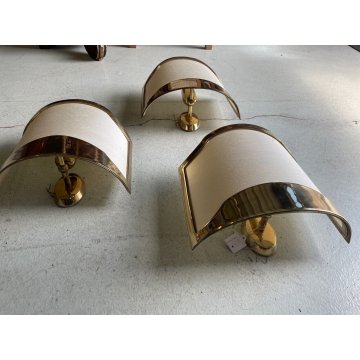 SET 3 APPLIQUE OTTONE DESIGN WALL LAMP LAMPADA PARETE con VENTOLA VINTAGE  '80