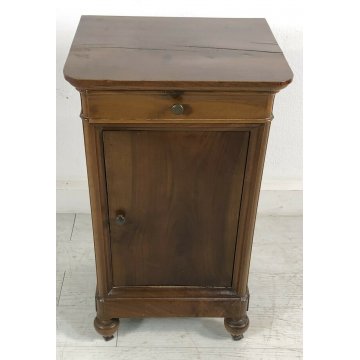 ANTICO COMODINO CAPPUCCINO LEGNO MASSELLO NOCE CASSETTO ANTA SINGOLA EPOCA1800