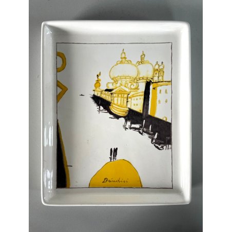 VASSOIO CERAMICA Remo Brindisi PUBBLICITA Lazzaroni BISCOTTI 20x26cm VENEZIA '68