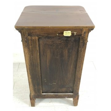 ANTICO COMODINO CAPPUCCINO LEGNO MASSELLO NOCE CASSETTO ANTA SINGOLA EPOCA1800