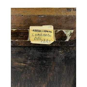 ANTICO COMODINO CAPPUCCINO LEGNO MASSELLO NOCE CASSETTO ANTA SINGOLA EPOCA1800