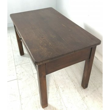 PICCOLO ANTICO TAVOLINO MASSELLO TAVOLO CASSETTO LEGNO STILE RUSTICO EPOCA 1800