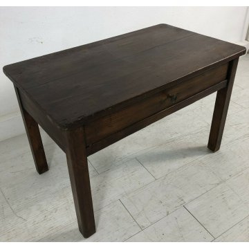 PICCOLO ANTICO TAVOLINO MASSELLO TAVOLO CASSETTO LEGNO STILE RUSTICO EPOCA 1800